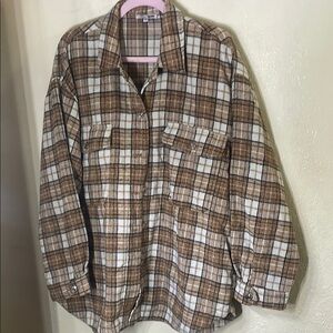 Fashion Nova Plaid Jacket - Brown and White